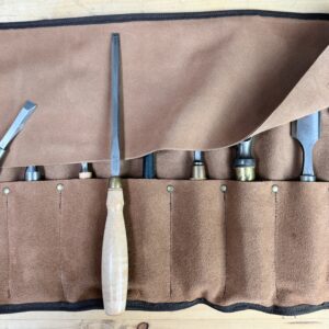 Split Leather Suede Tool Roll - 10 Pocket