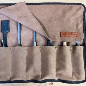 Split Leather Suede Tool Roll - 6 Pocket