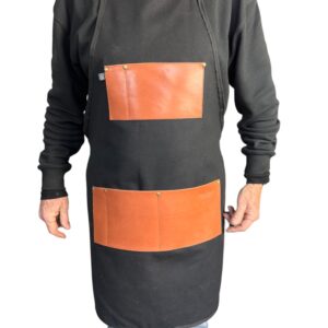 Workshop Apron  - Deluxe - Full Grain Leather & Black Canvas